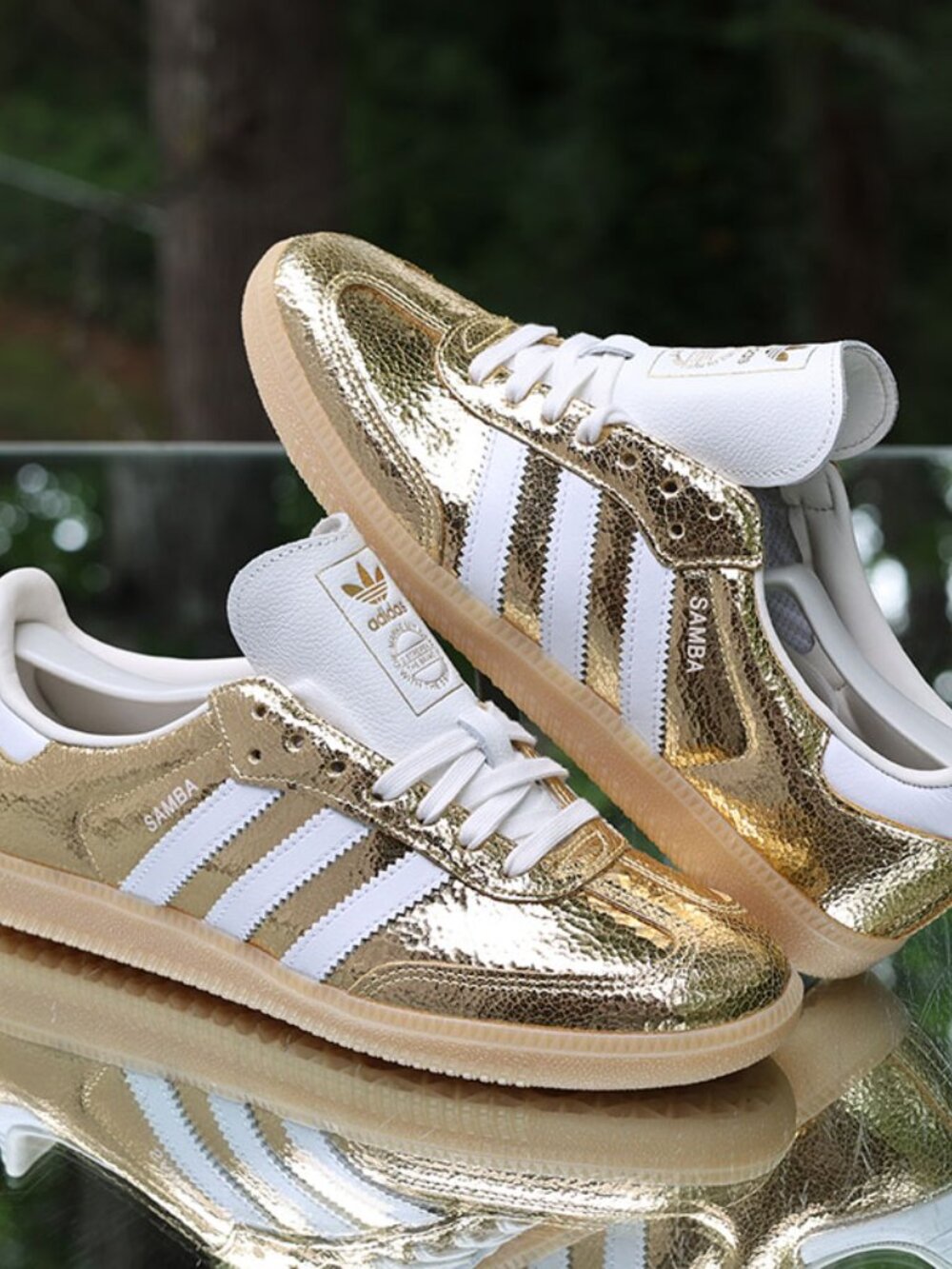 Adidas Samba OG Gold Metallic Cracked Leather Women’s Size 7 - Picture 7 of 13